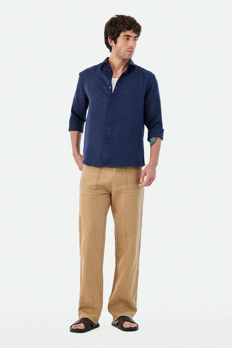 SNITCH Straight Fit Beige Trousers